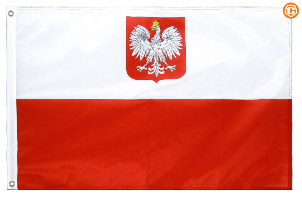 Флаг Польши с гербом 90x135 см с люверсами